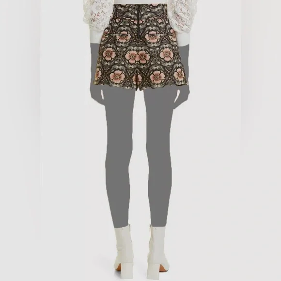 Alice + Olivia NWOT Donald High Rise Shorts in Black/Peach Promise Floral Size 6 - Picture 5 of 16